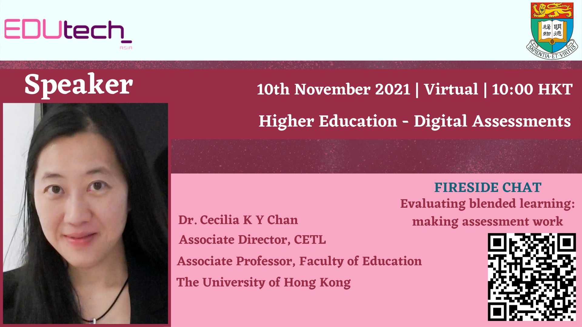 10th November 2021  - Dr. Cecilia Chan has been invited by EDUtech Asia to speak on 