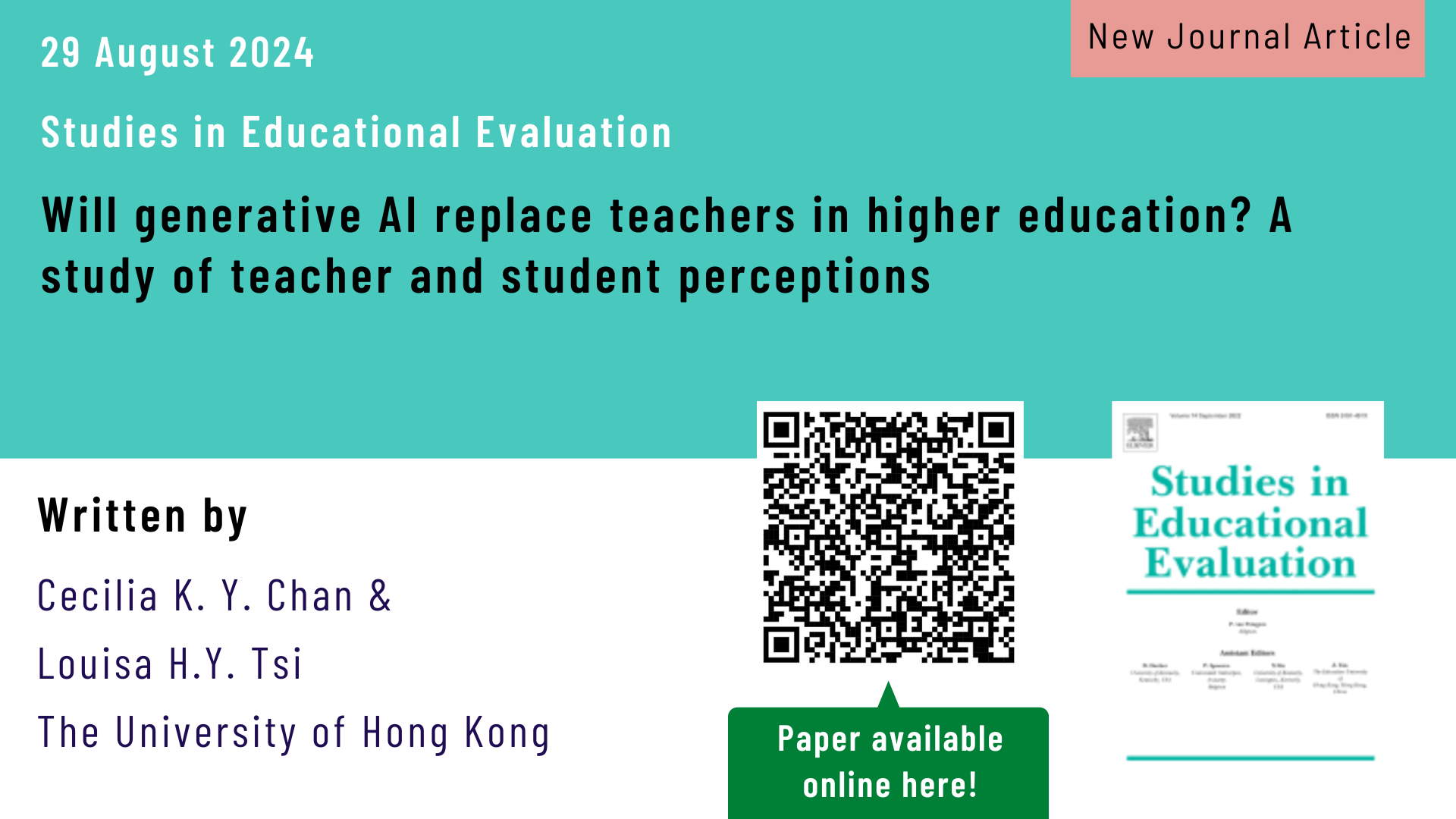 24th August 2024 – New paper published in Studies in Educational Evaluation